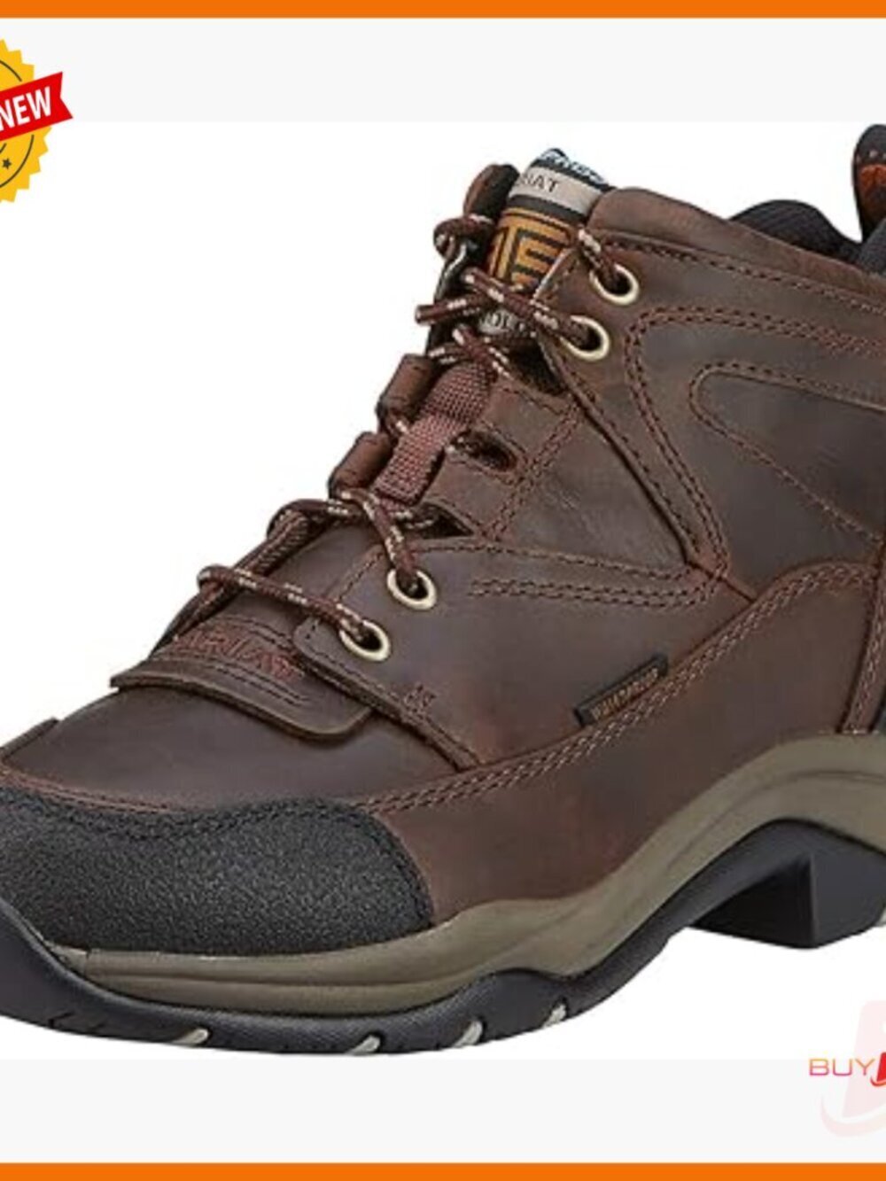 Leather Waterproof Hiking Boots with 4-Inch Shaft, Lace-Up Ankle Boots